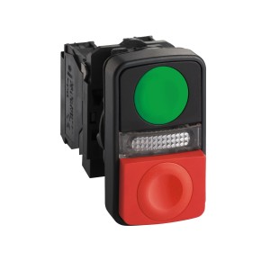 green flush/red projecting illuminated double-headed pushbutton Ø22 1NO+1NC 120V