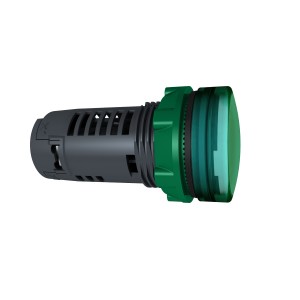 Monolithic pilot light, plastic, green, Ø22, plain lens with integral LED, 24 V AC/DC