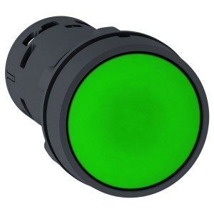 Monolithic push button, plastic, green, Ø22, spring return, unmarked, 1 NO