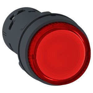 Monolithic illuminated push button, plastic, red, Ø22, integral LED, spring return, 24 V AC/DC, 1 NO
