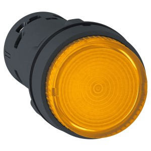 Monolithic illuminated push button, plastic, orange, Ø22, integral LED, spring return, 230…240 V AC, 1 NO