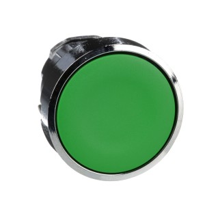 Push button head, metal, flush, green, Ø22, spring return, unmarked