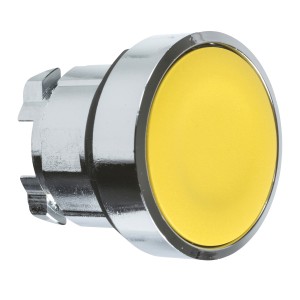 Push button head, metal, flush, yellow, Ø22, spring return, unmarked