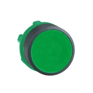 Push button head, plastic, flush, green, Ø22, spring return, unmarked