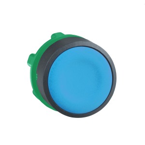 Push button head, plastic, flush, blue, Ø22, spring return, unmarked