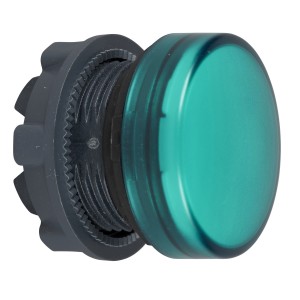 green pilot light head ø22 plain lens for integral led